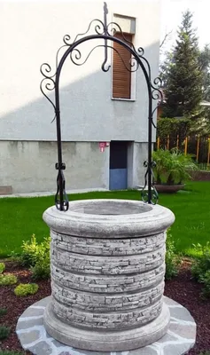 Produktbild von Casa Padrino Jugendstil Garten Beton Brunnen Grau / Schwarz Ø 105 x H. 219 cm