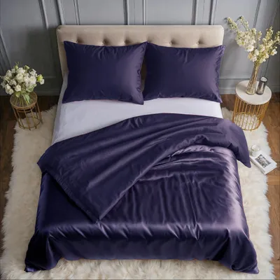 Productafbeelding van Dubbelzijdig Dekbedovertrekset - 155 x 200 cm - Donkerblauw