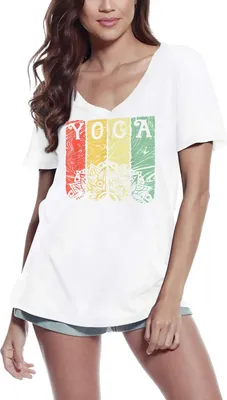Produktbild von Damen Grafik T-Shirt V-Ausschnitt Mandala Yoga Yoga Öko-Verantwortlich Vintage Jahrgang Kurzarm Lustige Druck Geburtstag Geschenk Frau