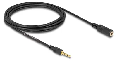 Zdjęcie produktu dla DeLOCK Przedłużacz kabla stereo jack 3,5 mm 5 pin męski > żeński, czarny 3 m, 3.5mm, Męska, 3.5mm, Żeńska, 3 m, Czarny