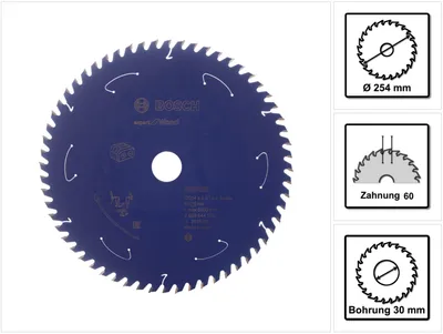 Zdjęcie produktu dla Tarcza pilarska do pilarek akumulatorowych Expert for Wood, 254 x 2,1/1,6 x 30, 60 zębów