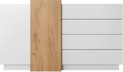 Produktbild von Kommode 3D F mit Schubladen Sideboard weiß matt / eiche gold
