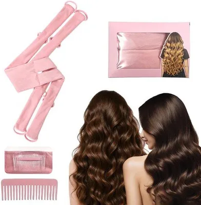 Produktbild von Unyqoos® Samt-Lockenwickler-Set ohne Hitze – 2‑in‑1 für große Wellen & kleine Locken, inkl. abnehmbarem Fixierkamm und Haarkamm, ideal fürs Nachtstyling