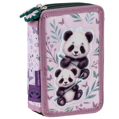 Image de Trousse à crayons avec accessoires Panda, 2 compartiments, DERFORM