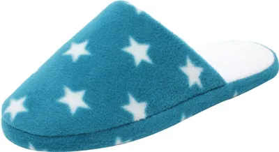 Produktbild von Mädchen Damen Fleece Hausschuhe STERNE Slipper Pantoffel Puschen Schuhe petrol, Schuhgröße:EUR 37