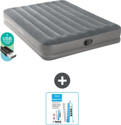 Produktbild von Intex Luftbett - 2 Personen - 152 x 203 x 30 cm - Grau - Inklusive Pumpe - Reperaturset