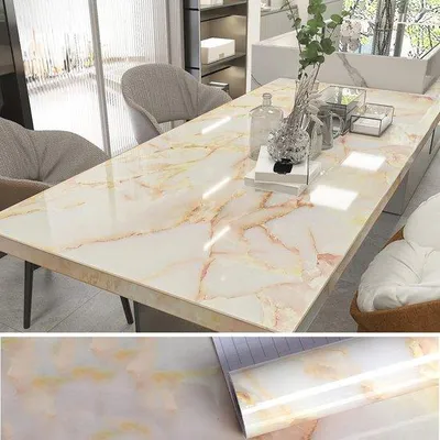 Produktbild von Famanu Selbstklebende Marmor Effekt Folie - Gelb - 40 cm x 600 cm