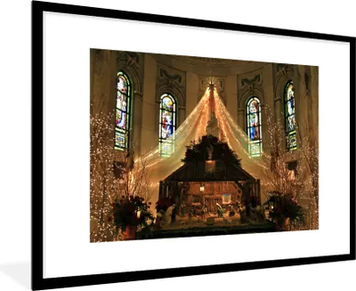 Produktbild von MuchoWow® MuchoWow® Gerahmtes Poster Weihnachten - Krippe 90x60 cm - Poster mit zchwarzem Bilderrahmen - Wanddekoration - Fotos