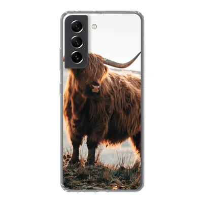 Produktbild von MuchoWow® Handyhülle Schutzhülle Hülle für Samsung Galaxy S21 FE Schottische Highlander - Tiere - Ländlich - Landschaft - Kuh - Natur Silikon Softcase Handy Hülle - Mobiltelefonhülle