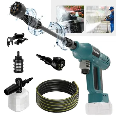 Produktbild von 440W Kabelloser Hochdruckreiniger mit Teleskopstange & 6-in-1-Düse für Auto, Garten, Terrasse (Akkus nicht im Lieferumfang)