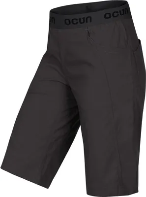 Dunkelgraue MÁNIA SHORTS von Ocun mit elastischem Bund und zwei Taschen.