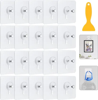 Produktbild von 10er Set Bilderhaken Selbstklebend Transparent Bilder Klebehaken Bildaufhänger Ohne Bohren Selbstklebende Bildaufhänger für Bilder Poster Fotos Deko Gemälde