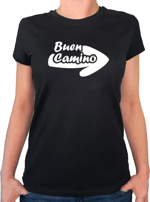Produktbild von Huuraa Damen T-Shirt Buen Camino Pfeil M Black Bio Baumwolle Fairtrade Damenshirt Geschenkidee