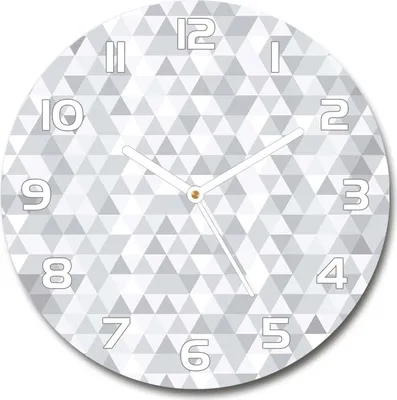 Produktbild von Wanduhr aus Glas 30fi Glasbild Glasuhr Gehärtetes Glas - weisse-zeiger - Gray triangles