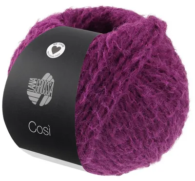 Produktbild von Lana Grossa COSÌ 50 g Flauschiges Merino-Dochtgarn mit Effektstruktur Farbe 012 - Dunkelfuchsia