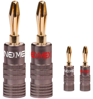 Produktbild von Bananenstecker 4mm schraubbar 4x Stecker vergoldet NEXMEX für Lautsprecherkabel