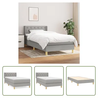 Produktbild von The Living Store Boxspringbett mit Matratze Hellgrau 80x200 cm Stoff