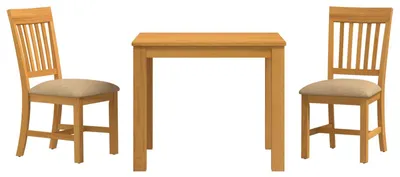 Image de Ensemble de table et chaises, 3 pièces, en chêne massif, couleur beige