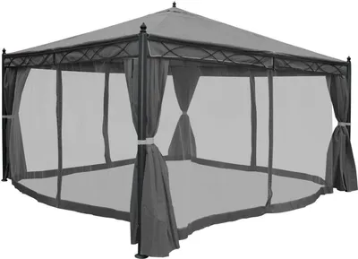 Immagine prodotto di Pergola Cadiz, padiglione da giardino, struttura robusta da 7 cm con parete laterale + zanzariera ~ grigio 4x4m