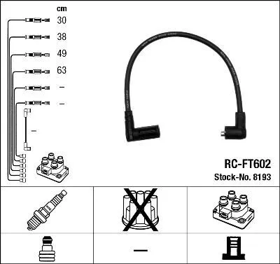 Produktbild von NGK 8193 Zündkabelsatz Zündleitungssatz für FIAT PUNTO (176) PUNTO Cabriolet (176C)