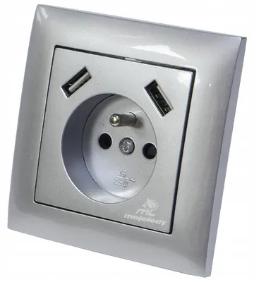 Produktbild von Sentia Einzelne Steckdose 16A USB Ladefunktion Silber
