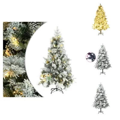 Produktbild von vidaXL Weihnachtsbaum mit Beleuchtung Schnee und Zapfen 195 cm PVC&PE -  Weihnachtsbäume