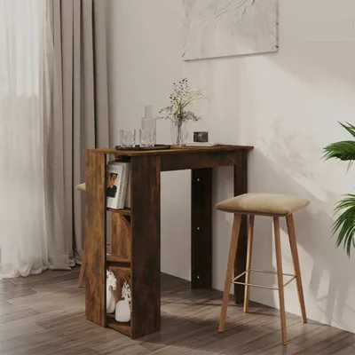 Obrázok produktu pre vidaXL Barový stôl s policou Smoked Oak 102x50x103,5 cm odvodený výrobok z dreva