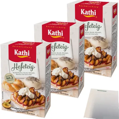Produktbild von Kathi Backmischung für Hefeteig 3er Pack (3x400g Packung) + usy Block
