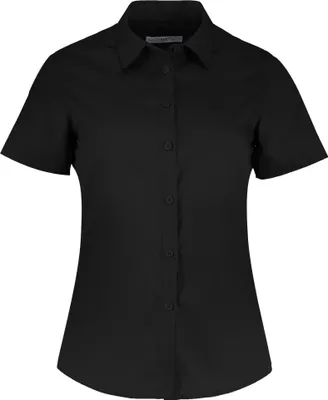 Produktbild von Kustom Kit Damen Kurzarm Poplin Bluse RW6162 (22UK/48DE) (Schwarz)