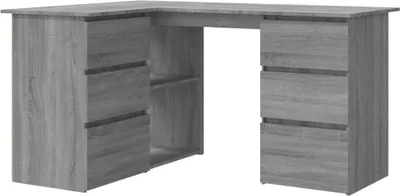 Obrázek produktu pro vidaXL Rohový psací stůl Grey Sonoma 145x100x76 cm výrobek ze dřeva