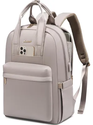 Immagine prodotto di Zaino da donna, 15,6 pollici, impermeabile, elegante, adatto per scuola, viaggi e lavoro, colore grigio