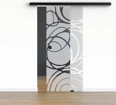 Produktbild von Pertura Glasschiebetür Komplettset Glera Mystic 02 1025x2050 mm Rechts inkl. Beschlag Selir Aluminium schwarz,Griffmusch