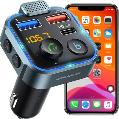 Produktbild von FM vysielač do auta Bluetooth 5.0 adaptér autorádia s handsfree a duálnym USB Type-C QC 3.0 USB bezdrôtový prijímač adaptér 20W Retoo