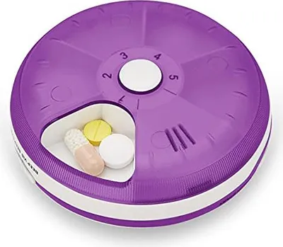 Produktbild von Pillenbox mit 5 Fächern und Alarmzeiten - Lila