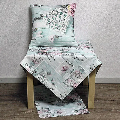 Produktbild von Fotodruck Kissenbezug Kissenhülle FREYA blau weiß rosa 45x45cm Hossner