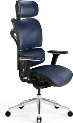 Image de Diablo V-Commander Office Ergonomic Chair Executive Chair 3D Armrest Lumbar Support Adjustable Headrest and Seat Mesh, Color : Noir et Bleu
