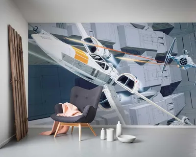 Produktbild von Komar Vlies Fototapete "Star Wars Classic RMQ X-Wing vs TIE-Fighter" - Größe: 500 x 250 cm (Breite x Höhe), 10 Bahnen