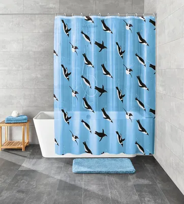 Produktbild von Kleine Wolke Duschvorhang Penguin 5922700305, 180 x 200 cm, blau