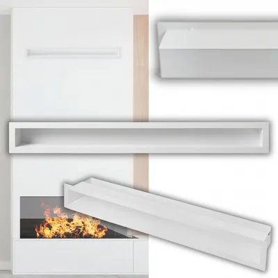 Produktbild von Kaminrost 10x70 cm, Kaminlüfter gerade, weiß, Kaminbelüftung