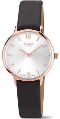 Productafbeelding van Boccia 3345-05 dameshorloge, titanium, zwart/roze goudkleurig