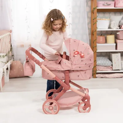 Produktbild von Bayer Design 17026AA Puppenwagen Xeo mit Tasche, höhenverstellbarer Griff, Schwenkschieber, wandelbar als Puppenjogger, bewegliche Vorderräder, integ