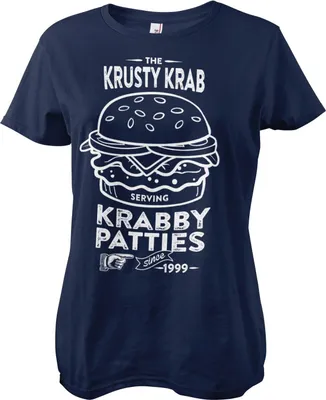 Produktbild von The Krusty Krab Serving Krabby Patties Girly Tee - Large  - Navy