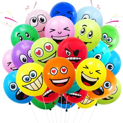 Smiley-Ballons 100 Stück, Latex, bunt, für Partys und Deko