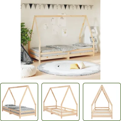 Produktbild von The Living Store Kinderbett 90x200 cm Massivholz Kiefer