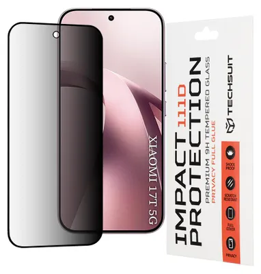 Obrázek produktu pro Techsuit - 111D Privacy Full Glue privacy ochranné sklo pro Xiaomi 17T - černé
