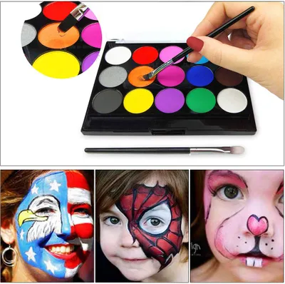 Jovi Fantasy Kinderschminke Set – 3 Farben à 8 Ml, Inkl. Schwamm & Pinsel, Für Karneval & Partys