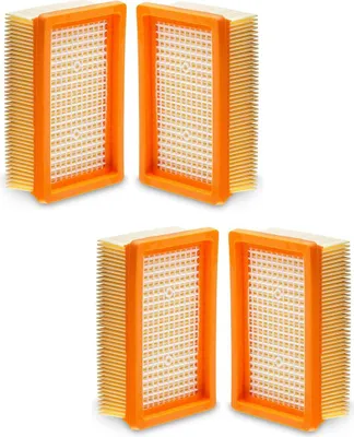 Four air filters arranged in a grid on a white background.