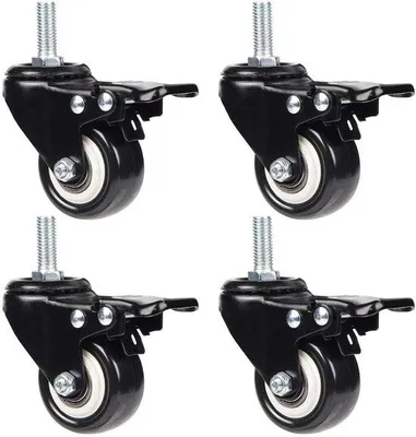 Imagen del producto de Ibenzoa® - Juego de 4 ruedas giratorias con freno, 50 mm, color , PVC, doble rodamiento de bolas, capacidad de carga de 200 kg (50 kg por rueda)
