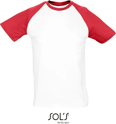 Produktbild von SOLs 11190 | Raglan Funky 150 Herren T-Shirt - Farbe: White/Red - Größe: 3XL