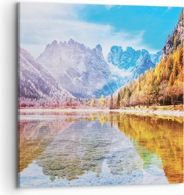 Produktbild von Bild auf Leinwand - Leinwandbild - Einteilig - Herbst Landschaft Berge - 70x70cm - Wand Bild - Wanddeko - Wandbilder - Leinwanddruck - Bilder - Wanddekoration - Leinwand bilder - AC70x70-4624